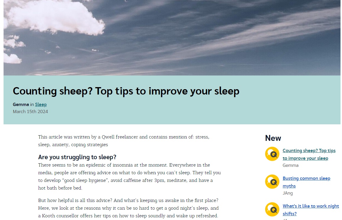 Struggling with sleep? Today is #NationalSleepDay &amp; adults in Devon, Plymouth &amp; Torbay can access support around sleep at qwell.io. Under 19? Not a problem! Head over to kooth.com instead! #sleep #Wellbeing