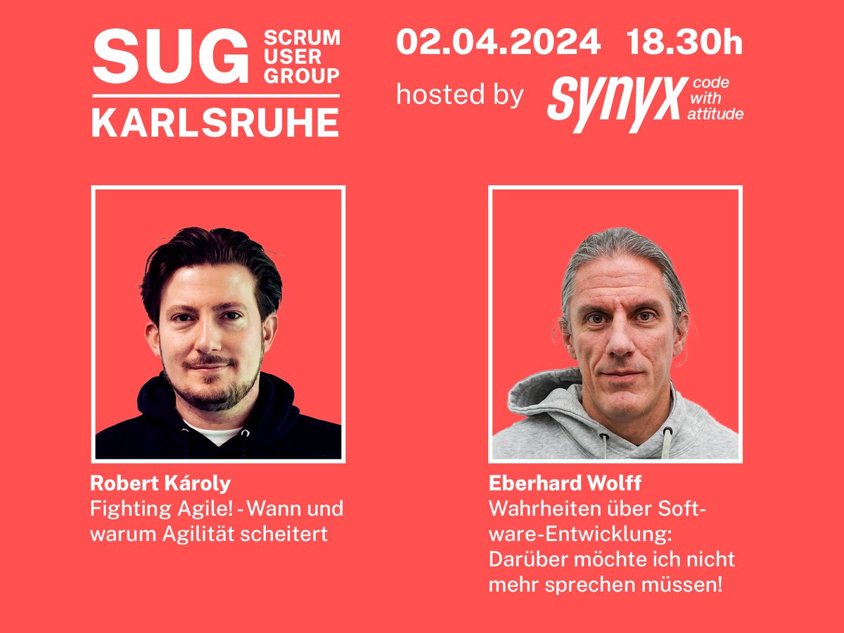 Anfang April dürfen wir wieder die <a href="/scrumkarlsruhe/">scrumkarlsruhe</a>  #UserGroup bei uns begrüßen. 🎉 @rokatainment wird zu "Fighting Agile" sprechen, anschließend erzählt uns <a href="/ewolff/">Eberhard Wolff</a> einige "Wahrheiten über Software-Entwicklung". Wir dürfen gespannt sein! 💪 meetup.com/scrum-user-gro… #sugka