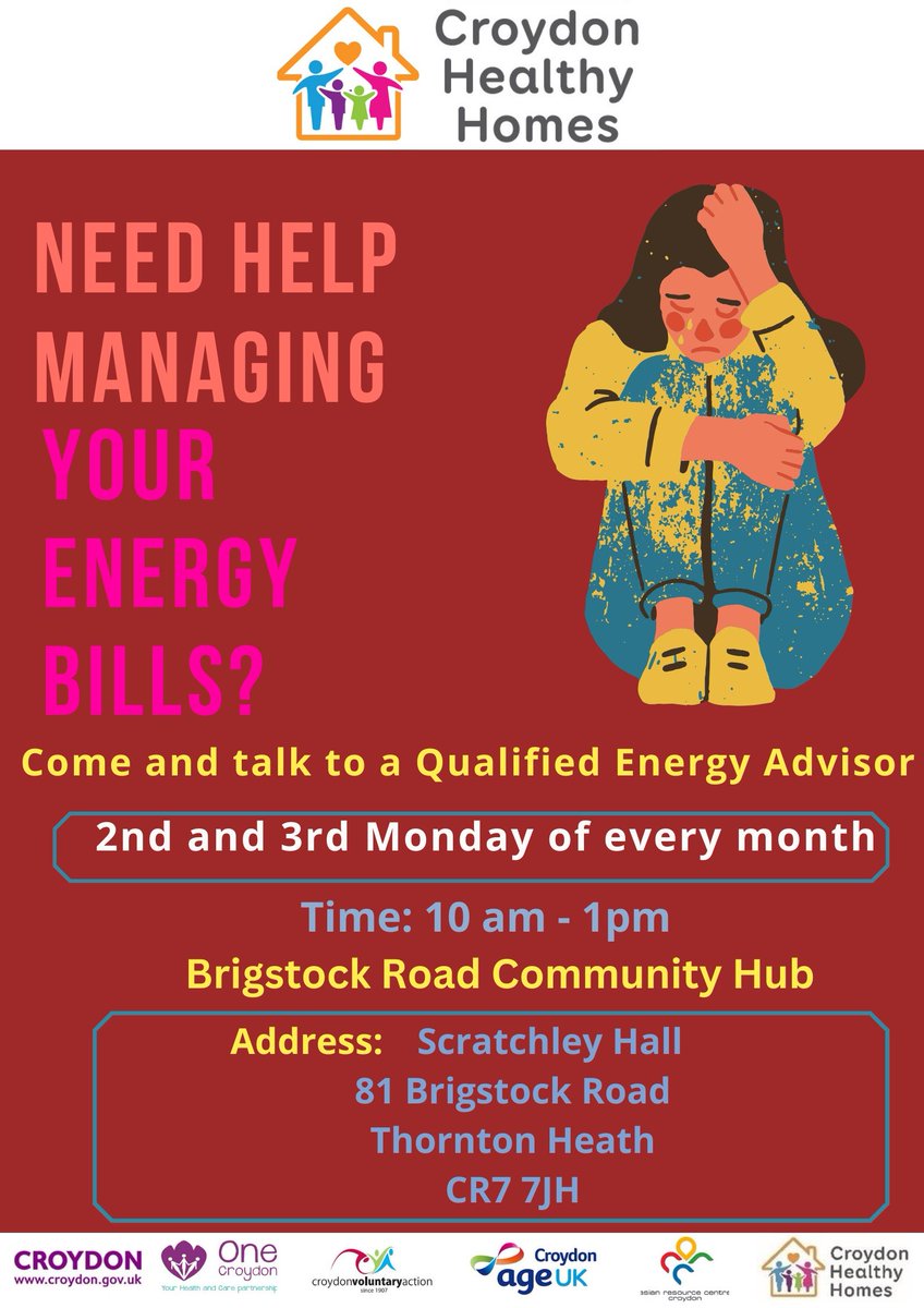 📣 Join us next Monday 18th, at our Community Hub and get access to a range of support and information services. From #benefits advice, managing #energy bills to #mentalhealth support, we're here to support you. 🤝 
🕐 Time: 10am - 1pm
📍 Location: Age UK Croydon, CR7 7JH
