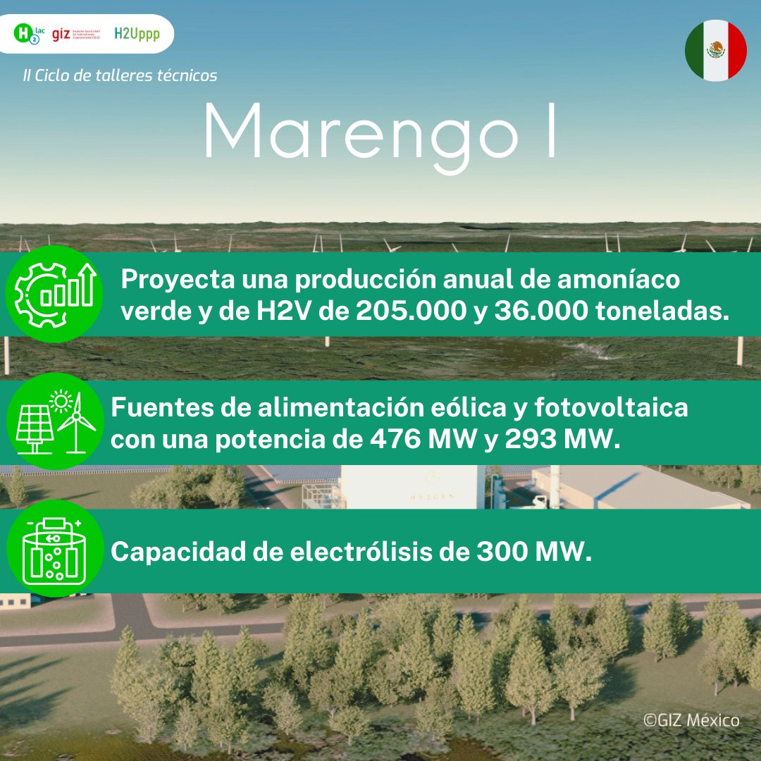 🇲🇽#México busca producir amoníaco verde mediante una central de energía renovable híbrida offgrid. 🖱️ Durante la primera sesión del segundo ciclo de talleres técnicos H2Uppp/H2LAC, Ralph Wegner, director de MExCo, expuso sobre la iniciativa Marengo. 🔎lnkd.in/eJ6Nzi78