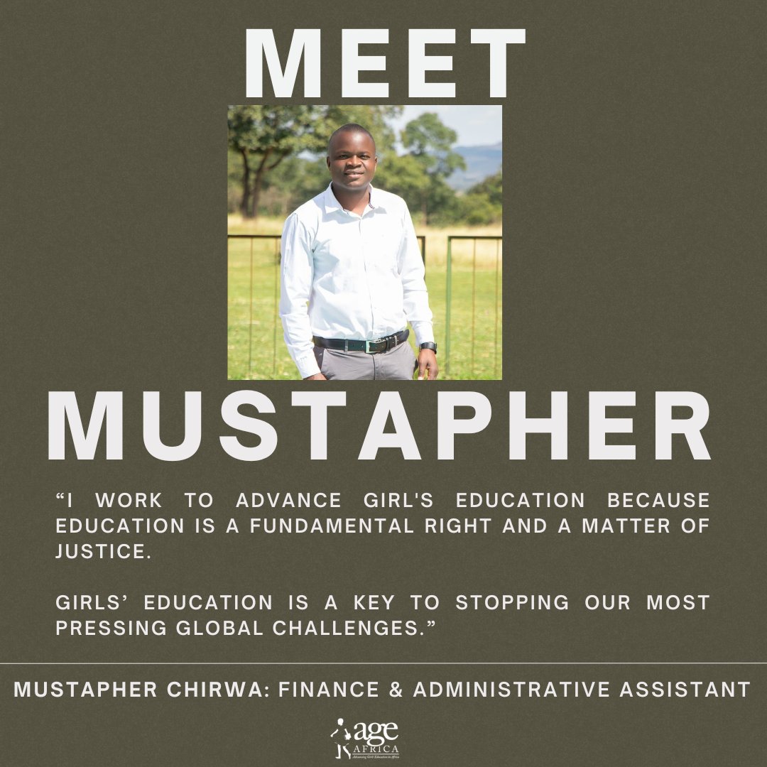 🌟 Spotlight on Mustapher Chirwa 🌟 Meet the man who keeps Advancing Girl’s Education in Africa (AGE Africa) running like a well-oiled machine. Thank you, Mustapher, for your unwavering commitment to AGE Africa! Your hard work and dedication areintegral to our mission