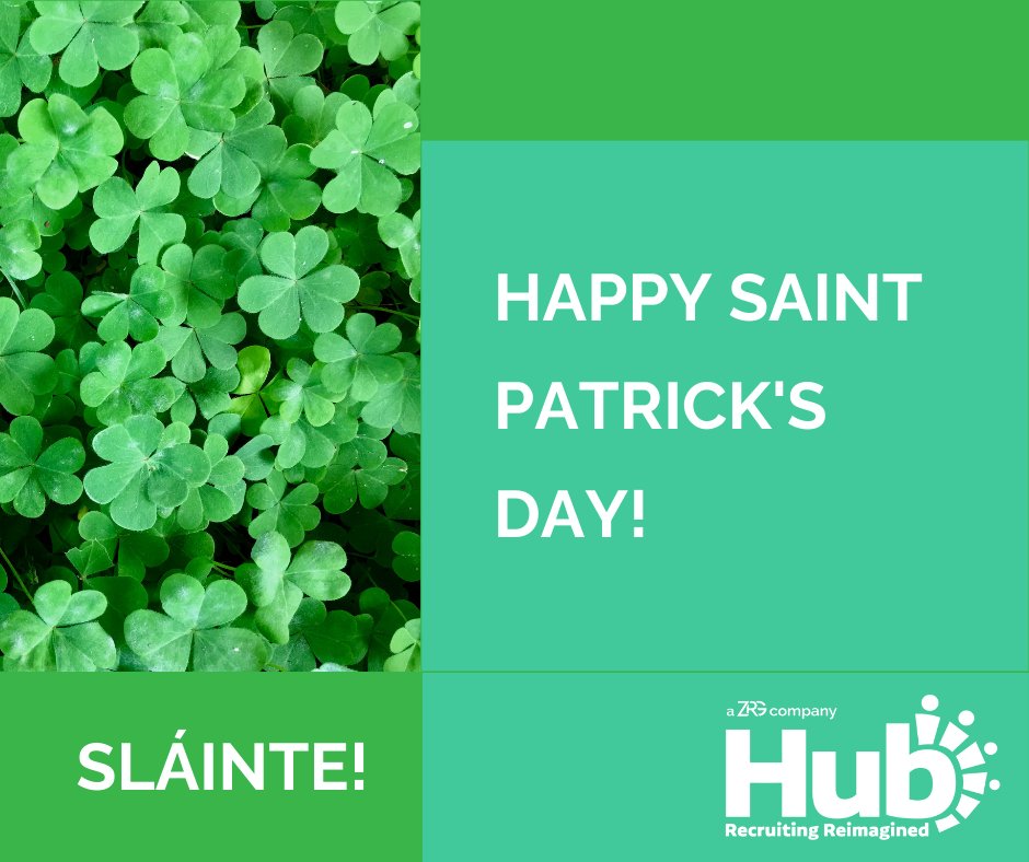 Hubzrg's tweet image. This weekend, we wish everyone a Happy Saint Patrick&apos;s Day from all of us at Hub Recruiting! Sláinte to everyone celebrating! 
#hubrecruiting #saintpatricksday #experiencethedifference