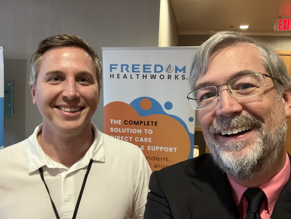 DeanClancy's tweet photo. Plotting #healthfreedom and universal direct primary care access with Christopher Habig of Freedom Healthworks at the national @D4PC conference in Orlando. #personaloption @drleegross @joshumbehr @chadsavagemd @AtlasMD @AFPhq @MartyMakary (P.S. Hi, @POTUS!)