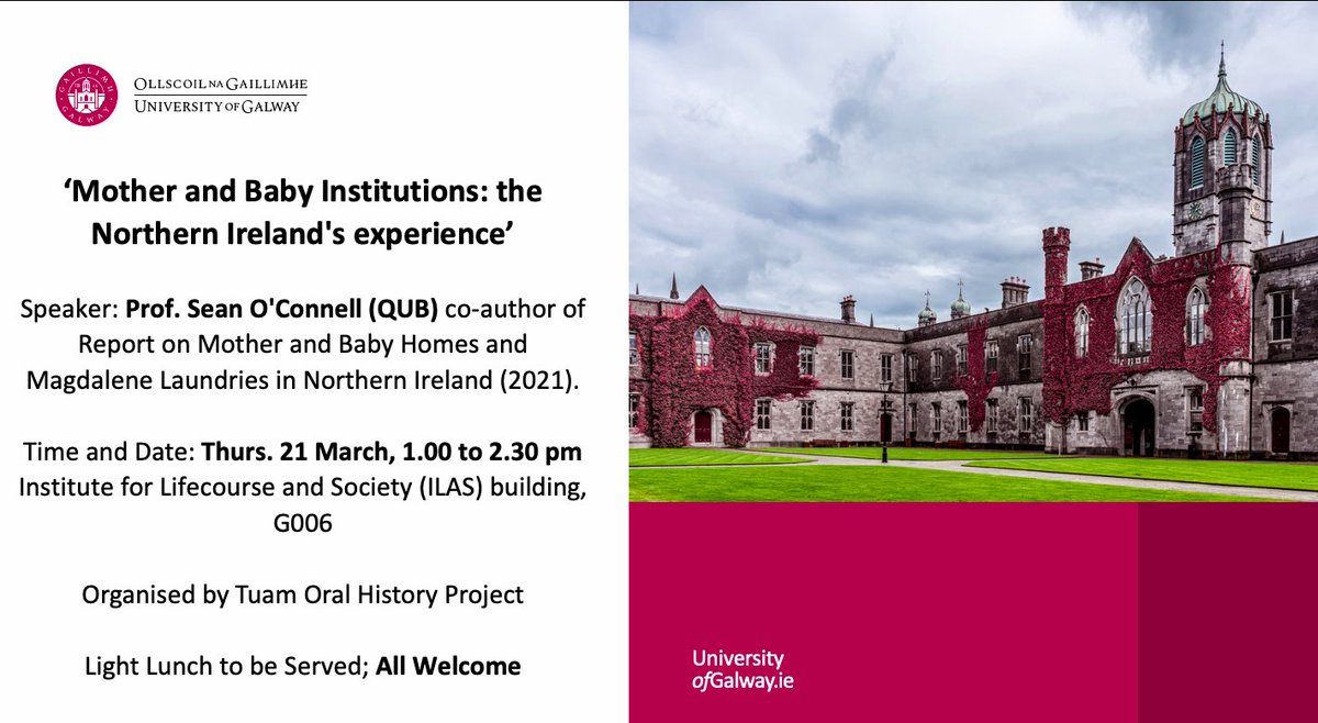 Next Thursday, 21 March, lunchtime. All welcome. @SarahAnneBuckle @uniofgalway @UniOfGalwayASC @edi_uniofgalway @historyatgalway