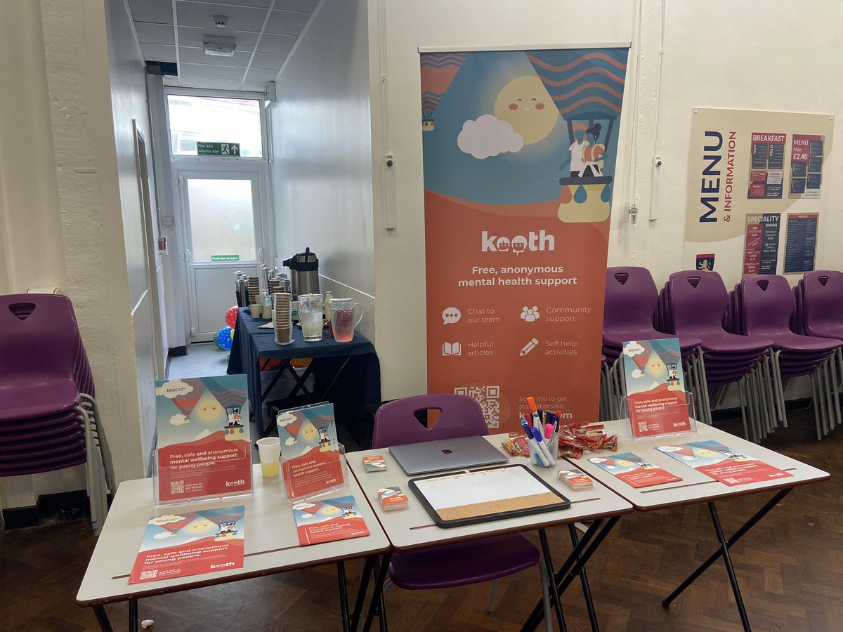 Today I’m at @Olchfaschool wellbeing fayre talking to pupils about Kooth! Come say hello!!

#kooth