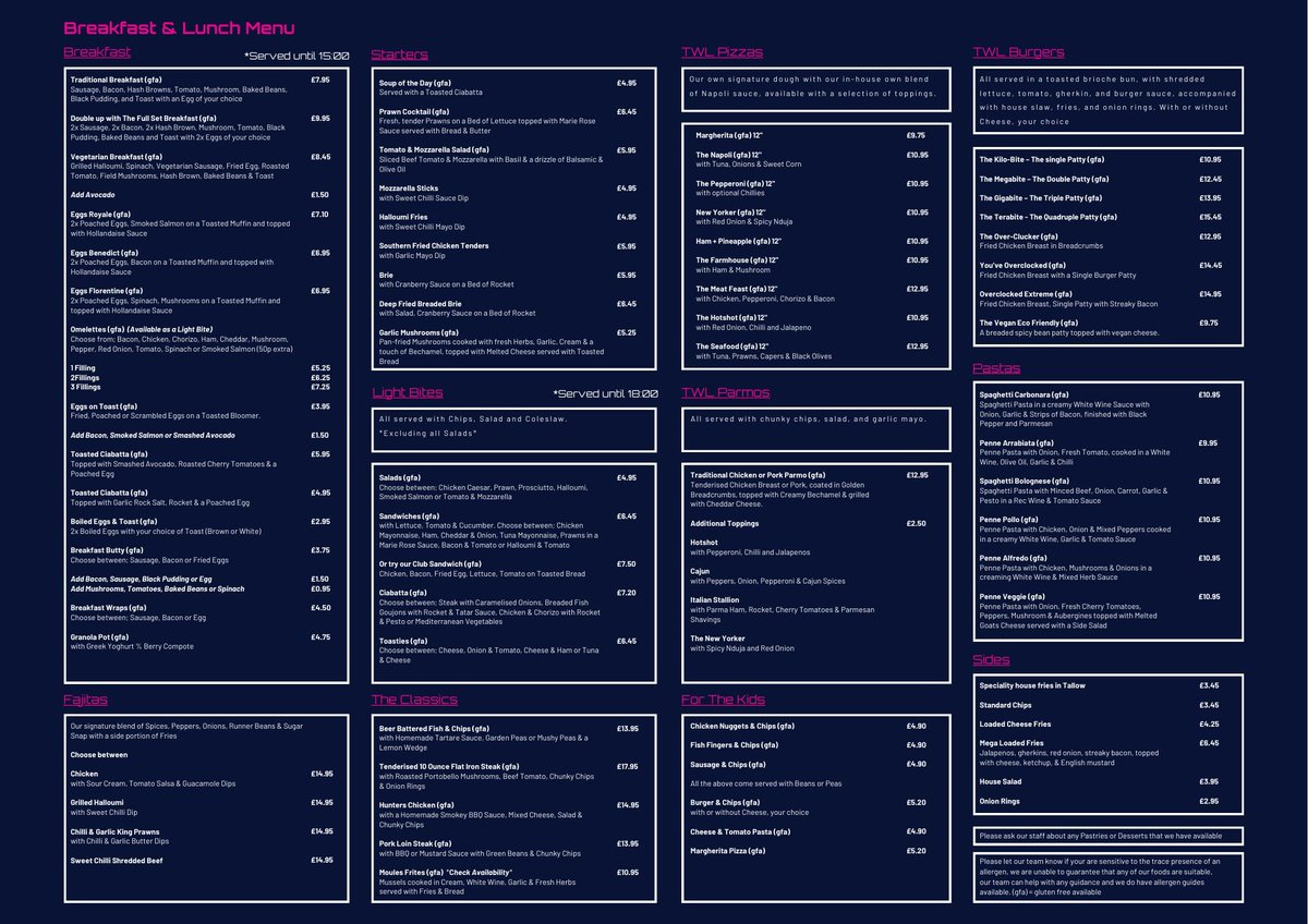 Our New Menu🍴

We serve a freshly cooked selection of hot and cold dishes for all tastes😋

Food is served from 10am-6pm every Tuesday to Saturday🍔

Head to our website to get a closer look at our menu or use the link below👇

buff.ly/3Vnl5HZ 

#thewiredlobby #newmenu