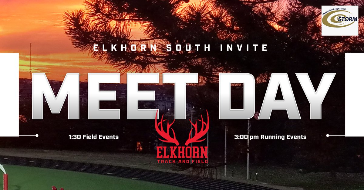 Good luck to all the track athletes competing today at the Elkhorn South Invite. This meet is at Elkhorn High Stadium, field events start at 1:30pm, running events start at 3:00pm.