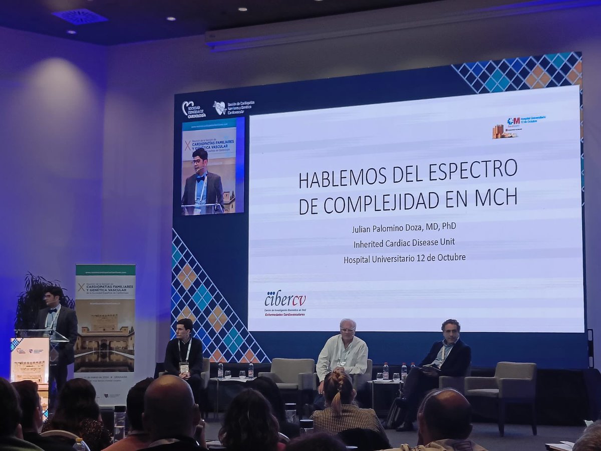 Estamos en la reunión anual de la sección de cardiopatías familiares de la Sociedad Española de Cardiología. Un foro anual en el que nos encontramos con amigos y compañeros con los que trabajamos hace mucho tiempo. Este año hablando de MCH. @secardiologia @maria_valgom @rsbodes