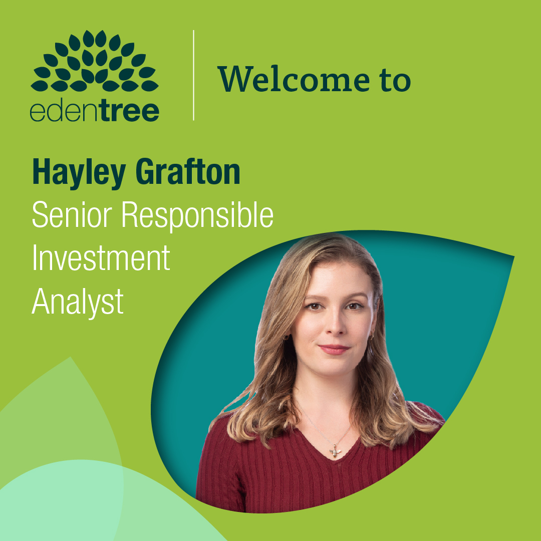 EdenTree are delighted to welcome Hayley Grafton to the RI team as Senior Responsible Investment Analyst, where she will be leading our corporate governance and proxy voting work ow.ly/YJMO50QU9so
