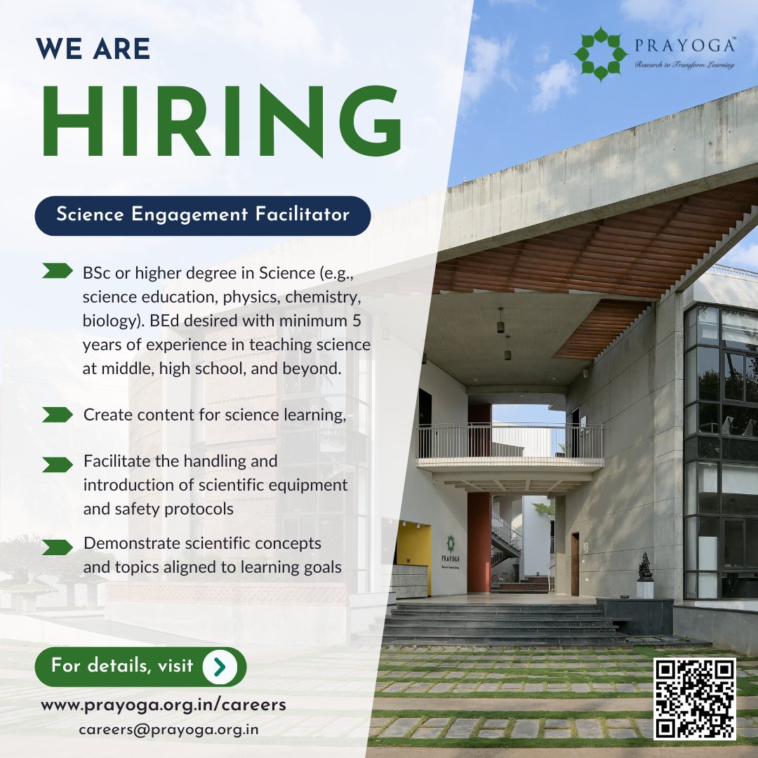 PrayogaIER's tweet photo. We are hiring!
Would you like to contribute to our ongoing research and education projects? Apply now to the various positions open at Prayoga!
#Hiring #JobsInResearch #JobsInEducation #Prayoga https://t.co/6XrPE7Pxis