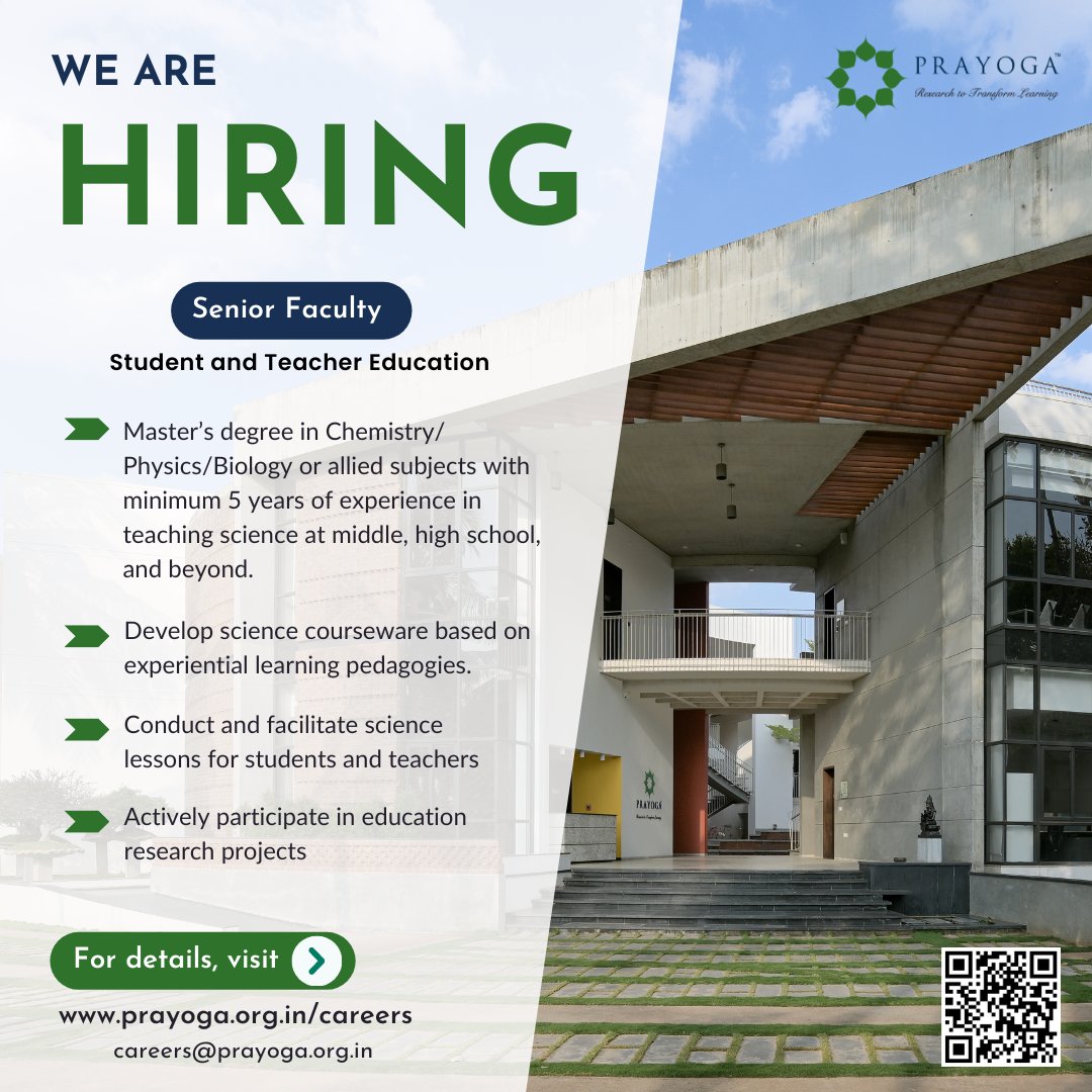 PrayogaIER's tweet photo. We are hiring!
Would you like to contribute to our ongoing research and education projects? Apply now to the various positions open at Prayoga!
#Hiring #JobsInResearch #JobsInEducation #Prayoga https://t.co/6XrPE7Pxis