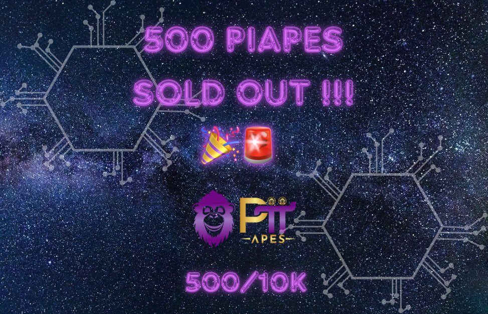 Thank u PiApes community for minting out 500PiApes on PiDay for only 3.14Pi 

Historic numbers for us 🚀

Join our community & don’t miss minting soon 
#PiNetwork