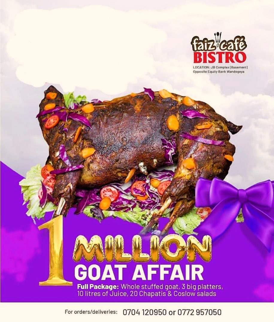 Eid Mubarak…?? Eid Mubarak…?? (24 )Days to Gooooo Book With Us This Eid The Special “Eid One Million Goat Affair Experience “ Serves Well (20 -25 ) People The Package Comes NB : FREE DELIVERY FOR ALL ORDERS AROUND KAMPALA For Bookings Call/WatsApp 📌0704120950