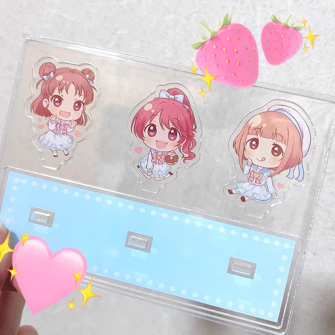 リンリンちゃんアクリルジオラマ実物やば!これはめちゃめちゃかわいいのでは…!?それぞれのサイズもいい感じです〜シンステで頒布します!#椎名法子 #喜多見柚 #棟方愛海 #シンステ12 #cin_stage 