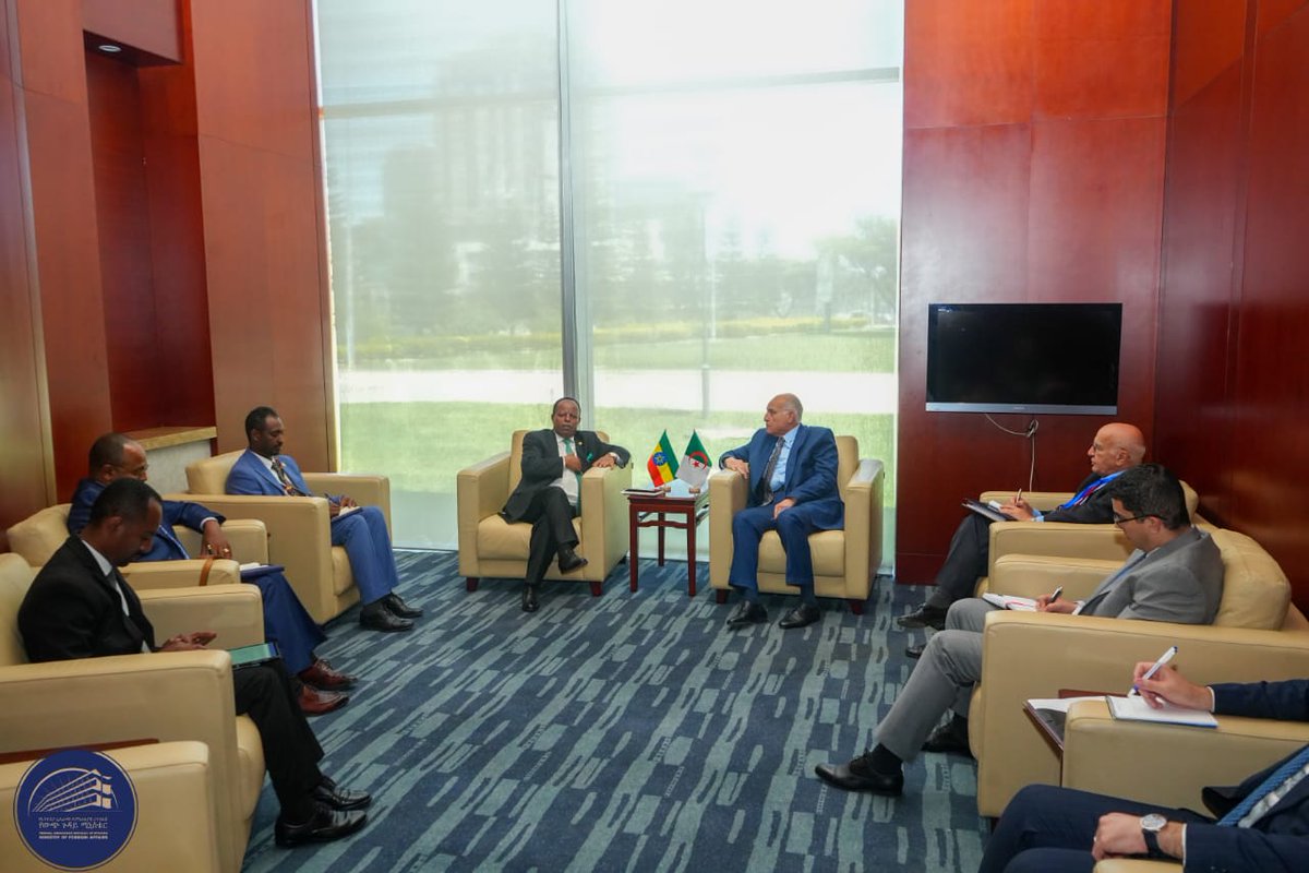 Foreign Minister, H.E. Ambassador Taye Atske-Selassie met with H.E. Ahmed Attaf, Minister of Foreign Affairs and National Community Abroad of Algeria in Addis Ababa.