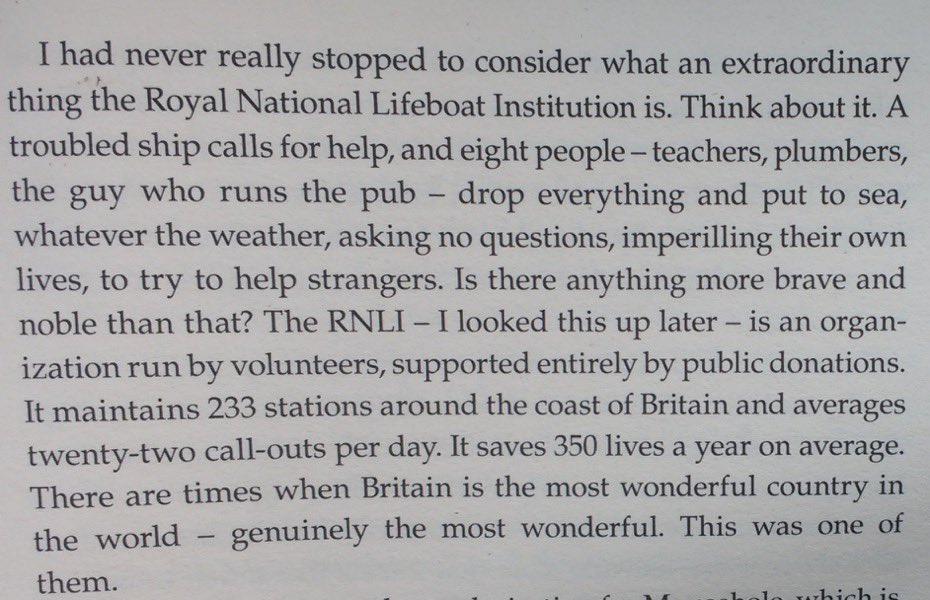 A reminder of Bill Bryson’s words on the <a href="/RNLI/">RNLI</a> and the incredible work that those who volunteer do…

I prefer Bryson’s view over the odious Farage et al.