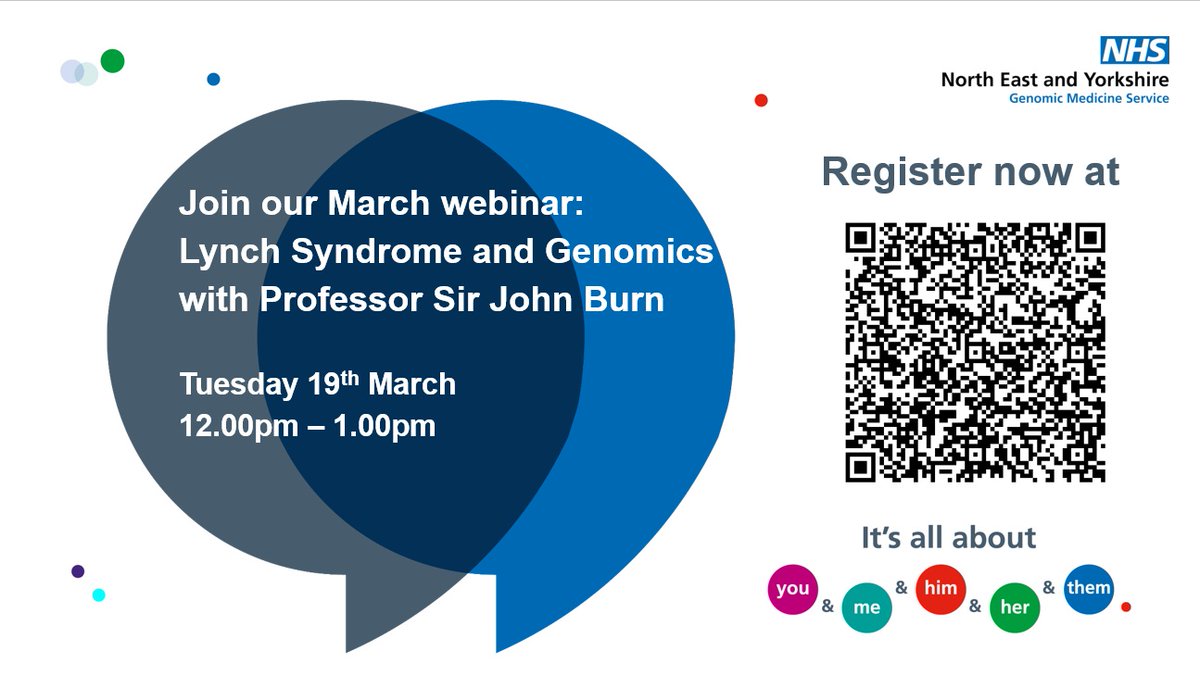 Last call for tomorrow's Lunch-and-Learn webinar on 'Lynch Syndrome and Genomics'! Join us at 12.00pm as Professor Sir John Burn shares his insights from over 30 years of Lynch syndrome research.
Register your place at: re-url.uk/W96J