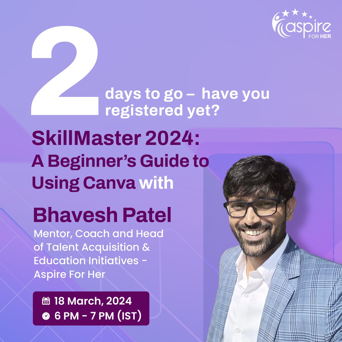 Don't forget - join this SkillMaster 2024 workshop to build your Canva expertise. Led by Bhavesh Patel, you'll learn how to make the best of the tool, with tips & tricks. Join for free: zoom.us/webinar/regist…
