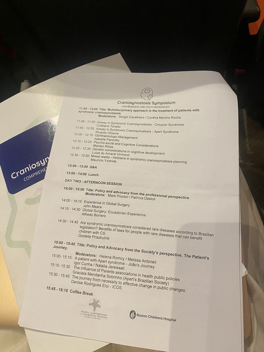 Exciting #SimposioCS 🇧🇷 Day 2👏 Morning session focused on: #Multidisciplinary approach of #CranioFacial, #Neurosurgical management, Dentistry, orthodontic refinements, #Orthopedic Treatments, and #Anesthesia protocols 🩺💉🛠️ Afternoon highlights: #Policy & #Advocacy & PCC🤝🫂