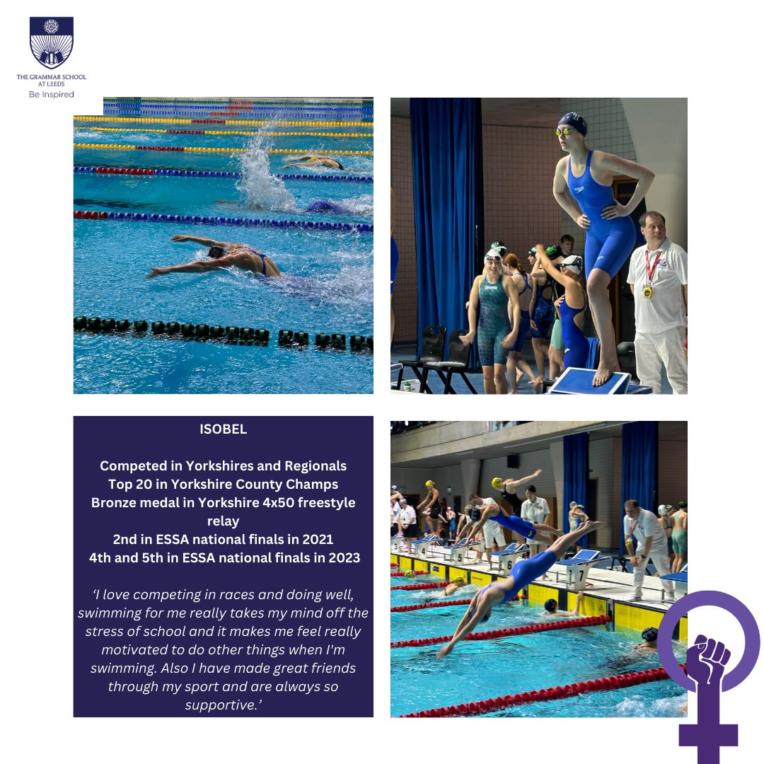 🌟ISOBEL🌟Our brilliant swimmer uses the sport to take her mind off things. She’s made great friends who are super supportive of her! #IWD #FemaleAthleteTakeover