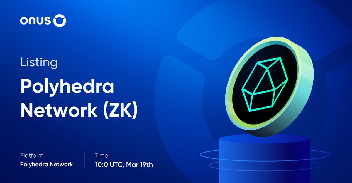 💫 $ZK gets listed on #ONUS @PolyhedraZK is building the next generation of infrastructure for #Web3 interoperability, scalability, and privacy through advanced Zero-knowledge proof technology Starting from 10:00 UTC on March 19th, we officially list #ZK on the ONUS