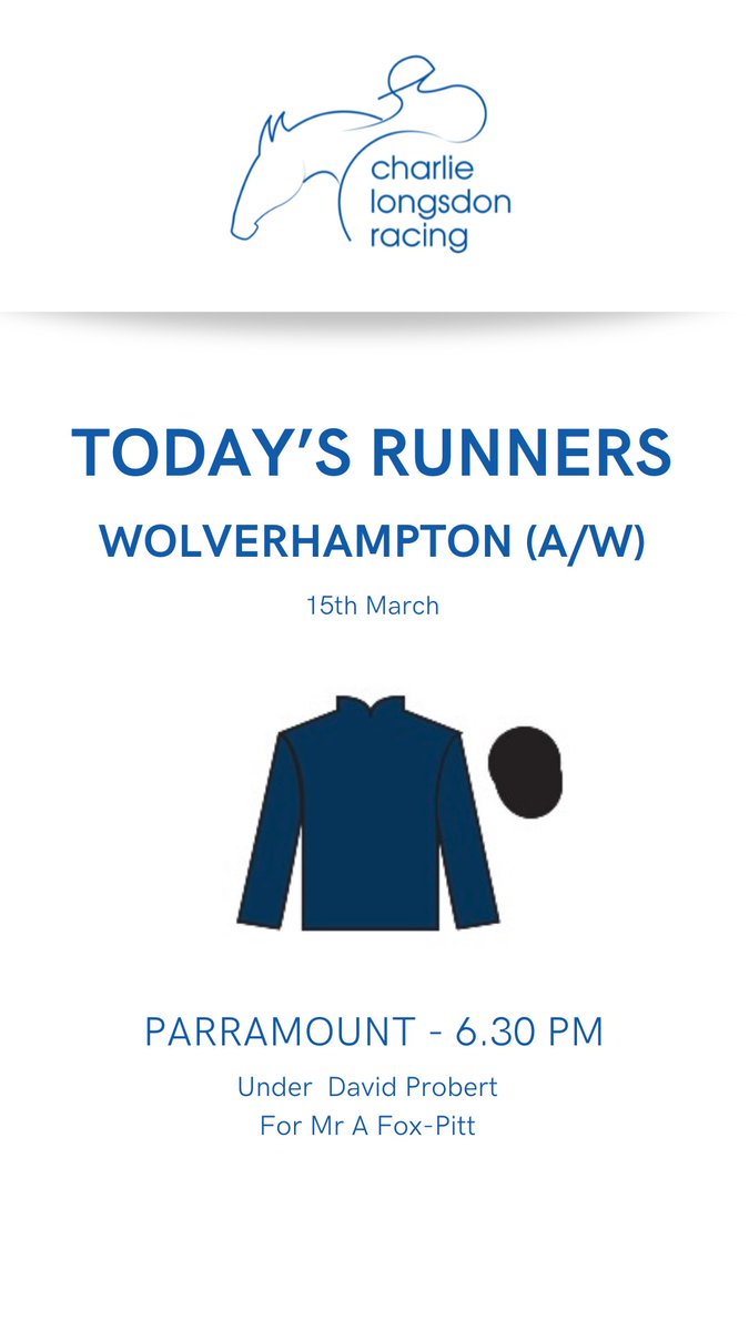 Parramount will run at Wolverhampton on the flat at 6.30pm this evening. He is declared as a Non-runner at Cheltenham for the County Hurdle. Decision made!!