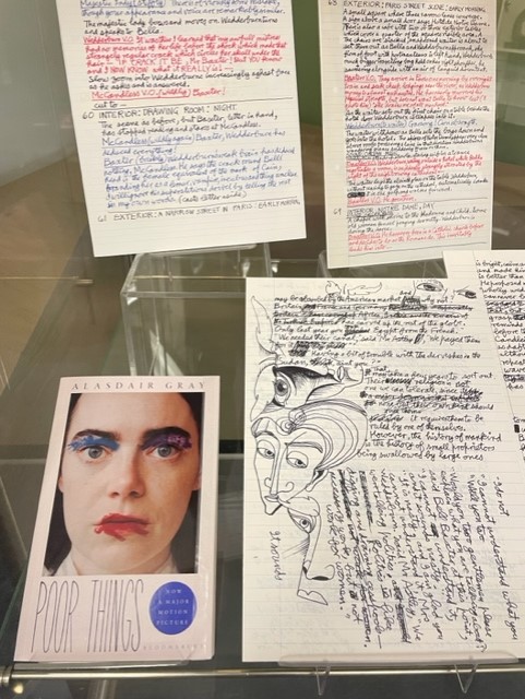 “Besides, a life without freedom to choose is not worth having.” We 💕Bella and @PoorThingsFilm Come and see drafts and working manuscripts of Alasdair Gray's writings including illustrated notebooks relating to #PoorThings in our display at Kelvin hall. #EmmaStone #Archives