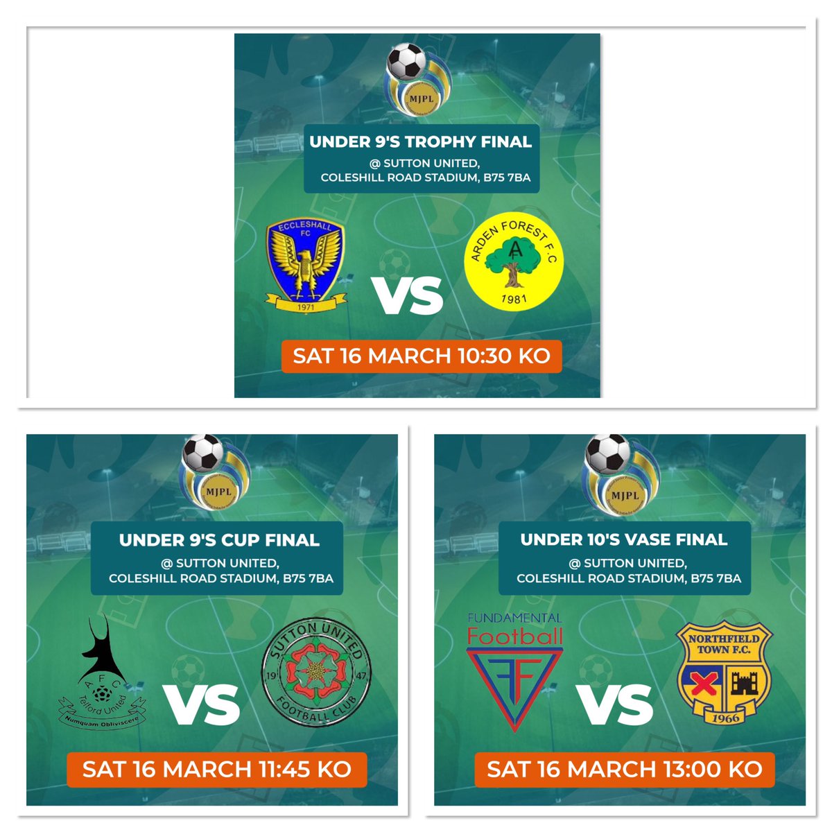 MJPL_UK's tweet photo. Good luck to all the teams competing for silverware tomorrow 🏆⚽️🤞

@EccleshallFC @AFCTU_Youth_Dev @telfordutd @SuttonUtdFC @SCTFC @Fundamental1211 @NTFCU11(10’s not 11’s but only ‘X’ handle) @AcademyFdc @SouthamUnitedFC @HollywoodUnited #ArdenForest https://t.co/wSvCfKD9w9