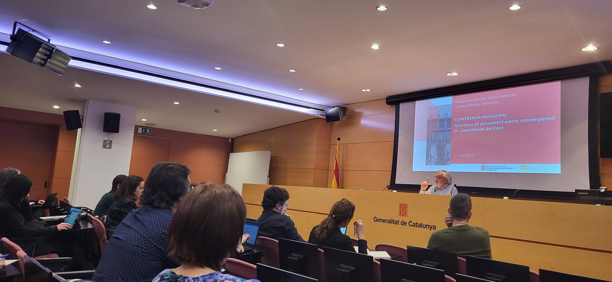 Tret de sortida de la 4a edició del Postgrau en Direcció i Gestió Publiques amb la  conferència inaugural sobre qüestions de pensament polític contemporani a càrrec del Dr. Joan Manuel del Pozo.
#tercercicleEAPC
<a href="/eapccat/">EAPC</a>