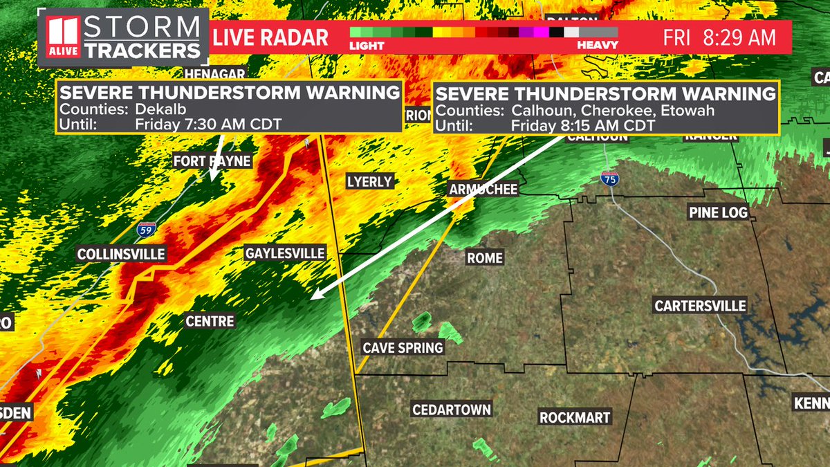 A Severe Thunderstorm Warning has been issued for Chattooga, Floyd until 3/15 9:15AM. Track storms now: 11alive.com/radar #storm11 #gawx