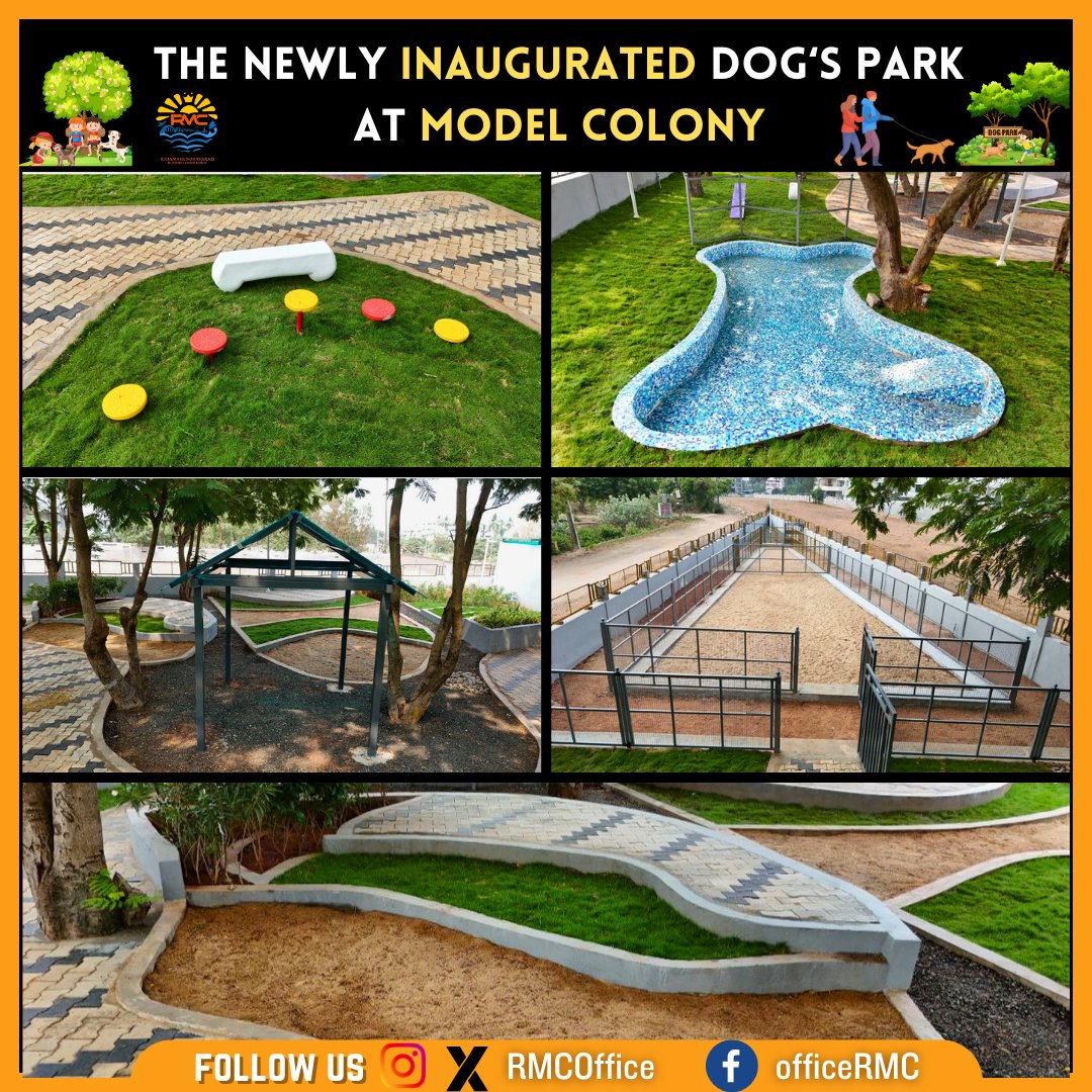 The newly inaugurated Dogs Park at Model Colony. 
#ModelColony #DogsPark #Inauguration #NewBeginnings  #UrbanParks #PetHappiness #development #parks #infrastructuredevelopment #playingequipment  #walking #sitting #rmc #rajamahendravaram