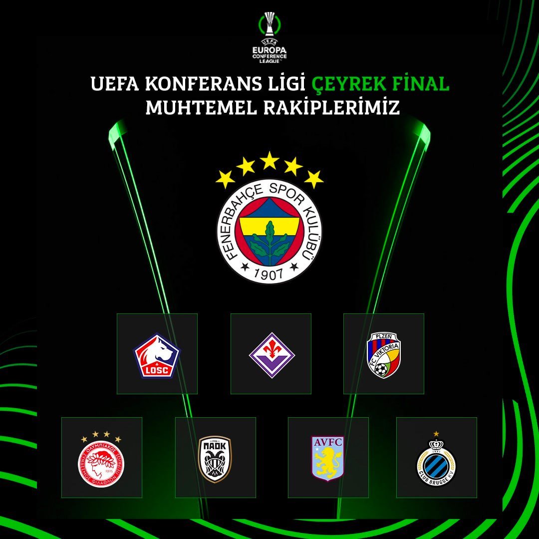 Çeyrek Final Kurasında sizce temsilcimiz #Fenerbahce'nin rakibi kim olur?

#UEFA #KonferansLigi