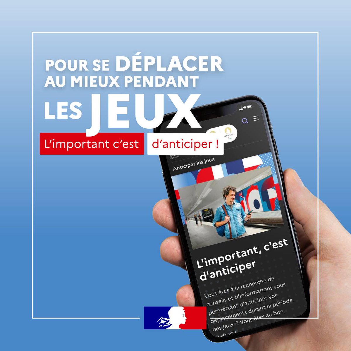 Le site anticiperlesjeux.gouv.fr est en ligne ! Il référence les impacts des Jeux de @Paris2024 sur les déplacements des Franciliens sur les routes et dans les transports en commun. Toutes les informations sur : gouvernement.fr/actualite/jop-…