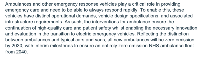 You may be shocked to discover that – contrary to the Telegraph coverage – the NHS is doing its homework on the transition to EVs, stressing the 'critical role' that ambulances play in patient safety & the 'distinct operational demands' and specs needed to ensure this 5/
