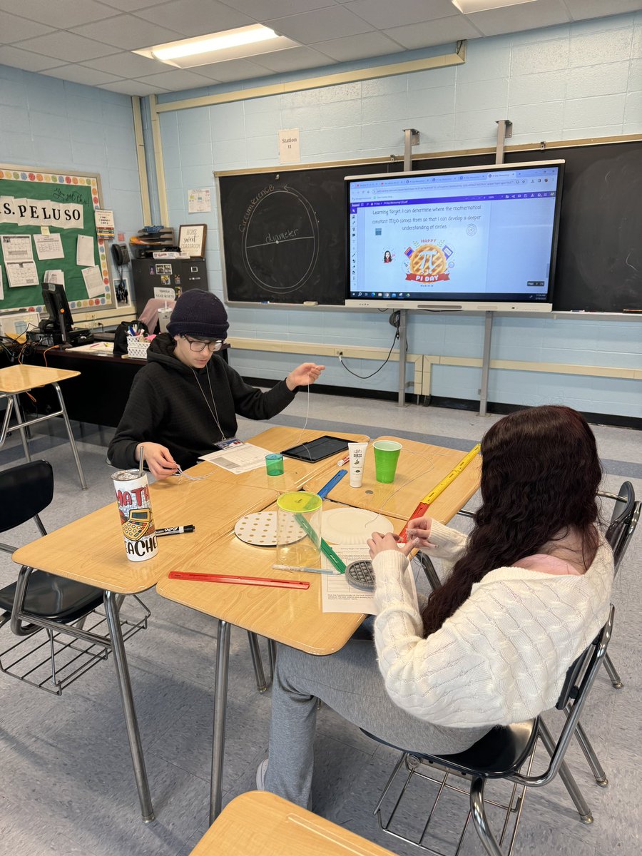 Taramauer's tweet image. Students in Ms. Peluso’s Algebra class had fun exploring Pi during #PiDay2024 @OSchoolsPR @DianeProvvido @TeachMitch @AmandaPeluso2 #OHSMath #StudentEngagement #ThisIsOSD