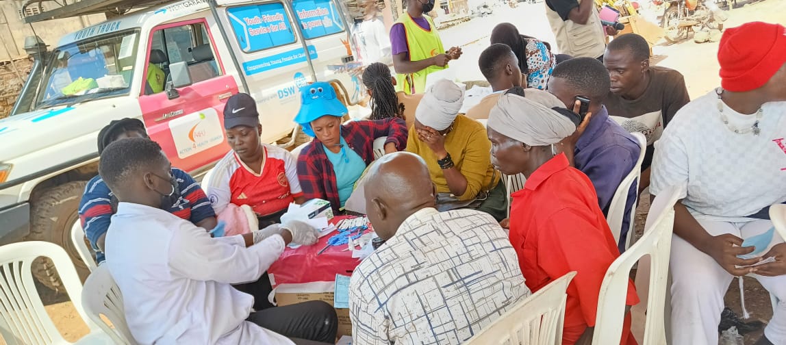 Today, the @action4hU youth truck team is providing #SRHR and other clinical services at Lifeline International Hospital Zana, Center today in collaboration with the Entebbe Road Lions Club. The youth truck facilitates the delivery of SRH information and services to young people.