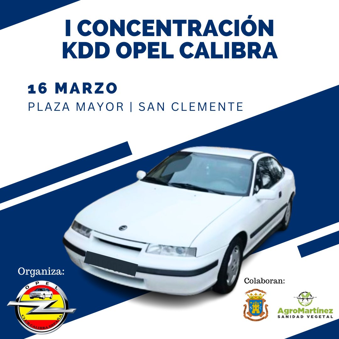 sanclementeayto's tweet photo. El sábado 16 de marzo tendrá lugar en la Plaza Mayor de San Clemente la I concentración Nacional KDD Opel Calibra organizada por el Club Calibra España. https://t.co/ZtlSyDtITa