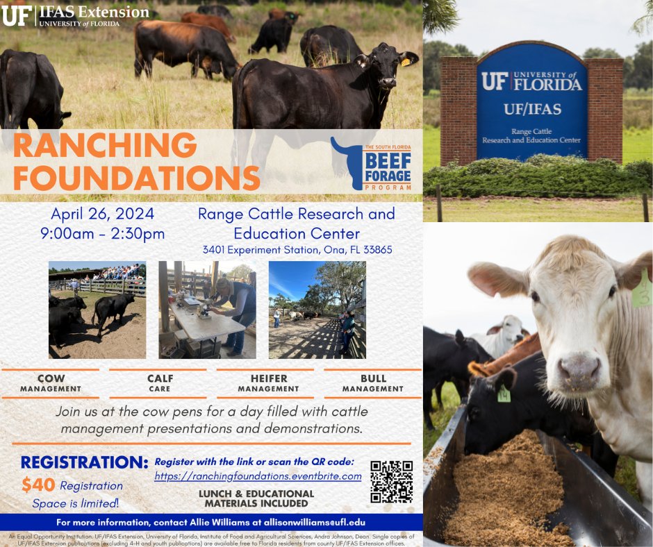 Thank you @srq_mag for sharing our upcoming South Florida Beef-Forage Program's Ranching Foundations class located at @UF_IFAS_RCREC! 🐮 srqmagazine.com/srq-daily/2024…