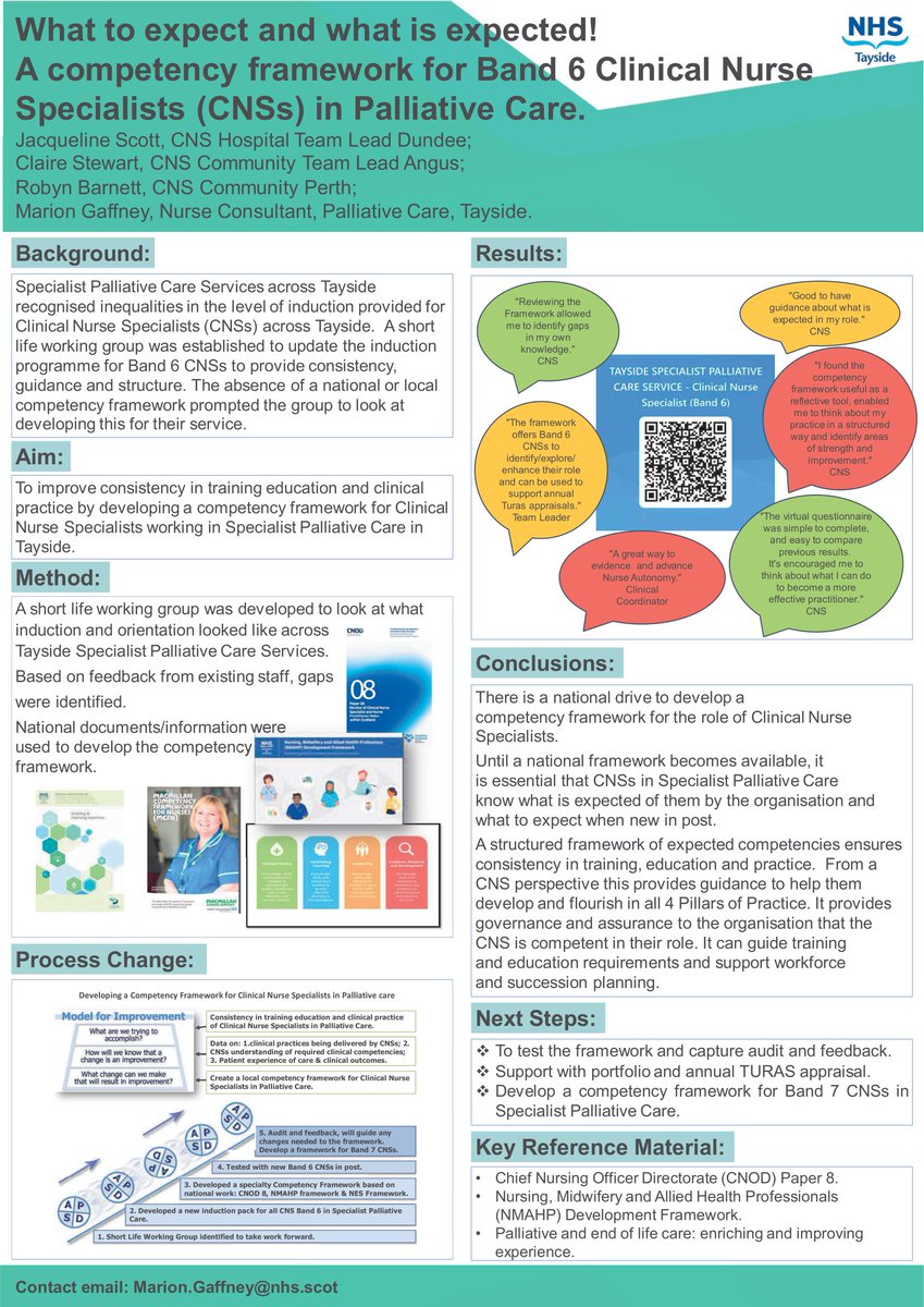 Poster 63 #SPPCParade24 What to expect and what is expected!: A competency framework for Band 6 Clinical Nurse Specialists in Palliative Care <a href="/NHSTayside/">NHS Tayside</a> <a href="/taypeolc/">Taypeolc</a> <a href="/dbuch17/">Deans Buchanan</a>  <a href="/RCNScot/">RCN Scotland</a>