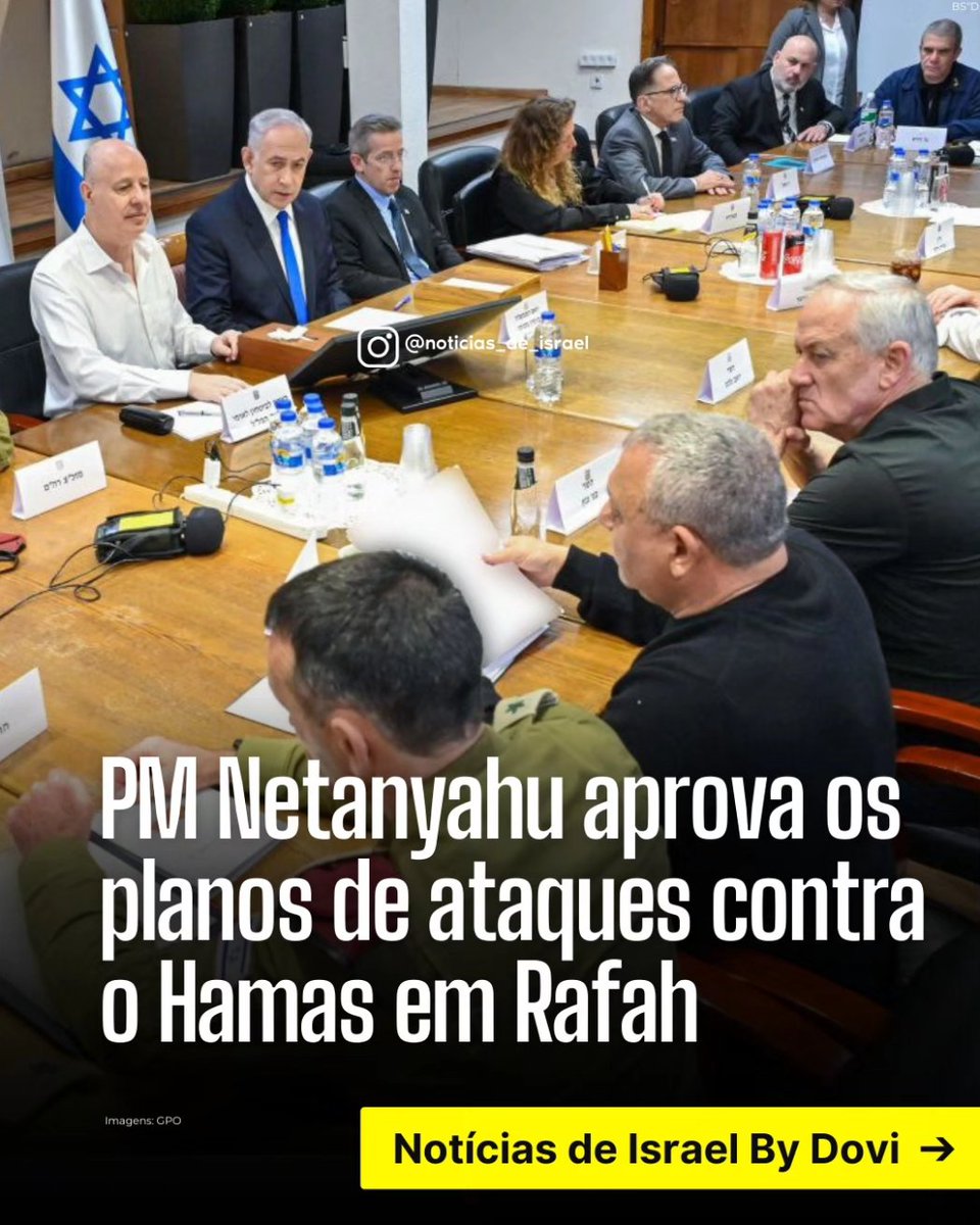 ByDovi's tweet photo. 🚨#BREAKING: O Gabinete do primeiro-ministro israelense Benjamin Netanyahu divulgou minutos uma nota oficial, na qual é relatado que o prêmie aprovou os planos de ataques ao reduto do #Hamas em #Rafah. https://t.co/HT3bhjBuFP