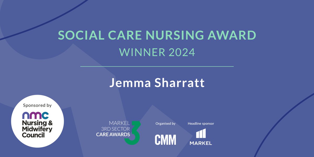 3rdsectorcare's tweet photo. Next up, #SocialCare #Nursing. Congratulations to @BelongVillages Jemma Sharratt, whose attention to the small details, capacity for care and critical thinking enables all she works with, to ‘live to their full potential’ 👏#3rdSectorCareAwards

Kindly sponsored by @nmcnews https://t.co/CD4726amat