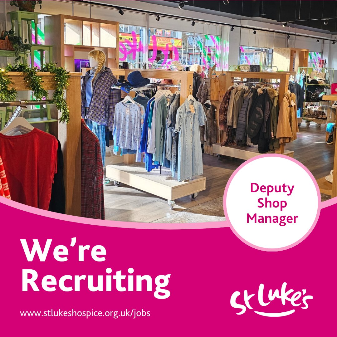 Seeking an exciting and rewarding career in retail? We are looking to recruit an enthusiastic, experienced and motivated Deputy Shop Manager to join our Retail team. To apply or learn more, click:stlukeshospice.org.uk/job-opportunit… Closing date: 25 March 2024.