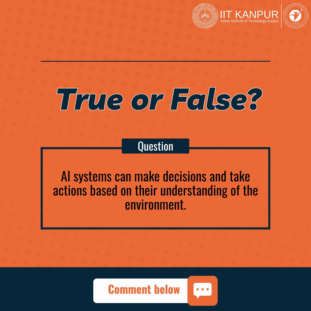 eicta_iitk's tweet image. AI Quiz! True or False🤔

Comment your guess!

#aiquiz #TrueOrFalse #ifacet #iitkanpur