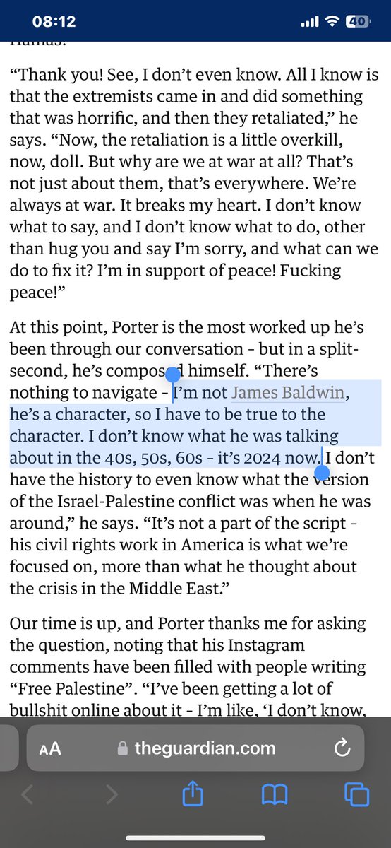 How did Billy Porter even get the rights to write a film about James Baldwin with this much vapidity? Can’t remember the last time I’ve been rooting for a movie *not* to be made as much