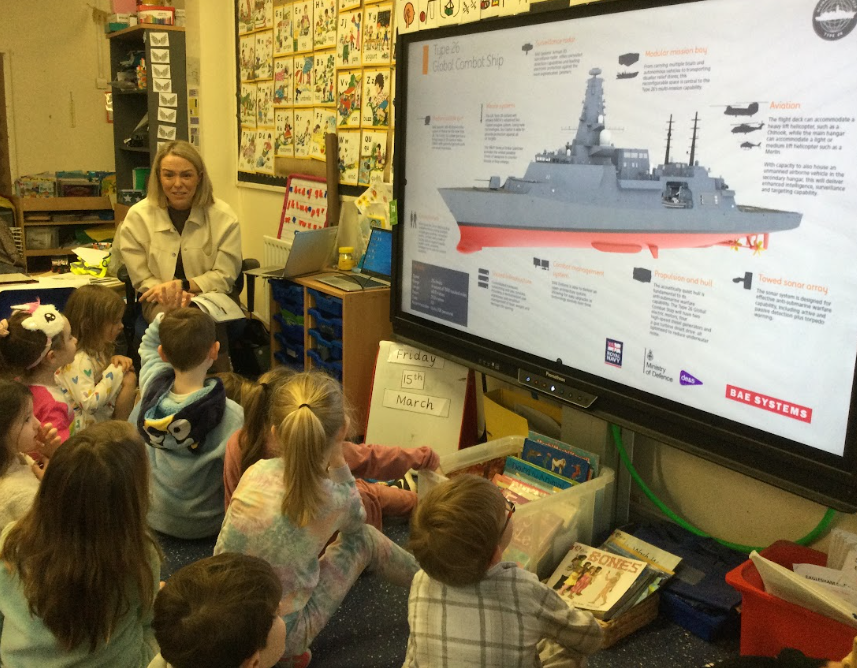 EagleshamPS's tweet photo. P1 learned about skills needed for a job working with BAE Systems developing submarines, warships and aircrafts. We loved learning about the different features of HMS Glasgow! Our challenge task was to draw our own ship plans to send to the engineers! #EPSSTEM @ERC_STEM #STEMWeek https://t.co/fHQuJ3gt8j