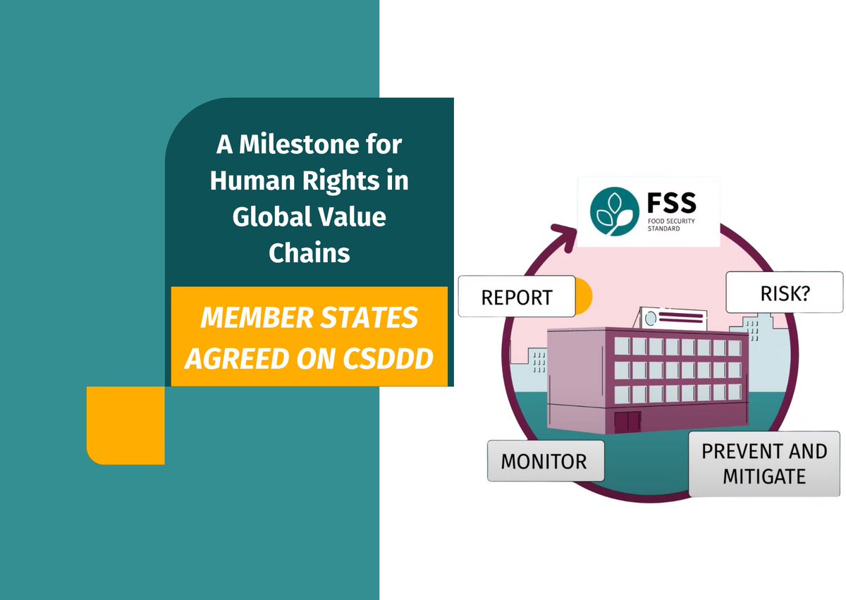 ✅ The EU #CSDDD has been approved by EU member states, marking a significant milestone for corporate accountability. Adressing risks at various stages of supply chains is essential, as human rights violations are most prevalent at production level of agricultural supply chains