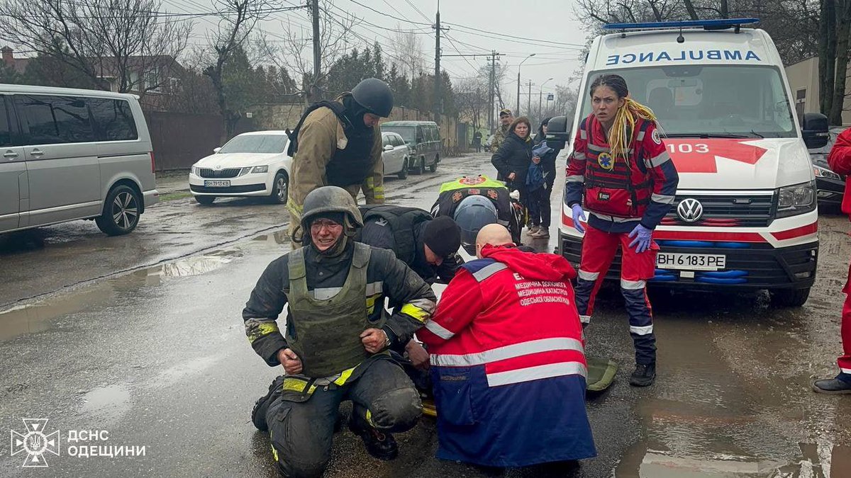russia waited after the first attack on Odesa And once rescuers and medics came to help the wounded civilians - russian army hit again 1 medic 1 rescuer killed 7 rescuers wounded 2 fire and rescue trucks damaged