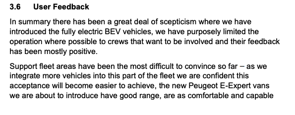 West Mids board report says there 'has been a great deal of scepticism' around electric ambulances but that those actually using them were 'mostly positive' (This is all a far cry from the Telegraph reporting) 9/