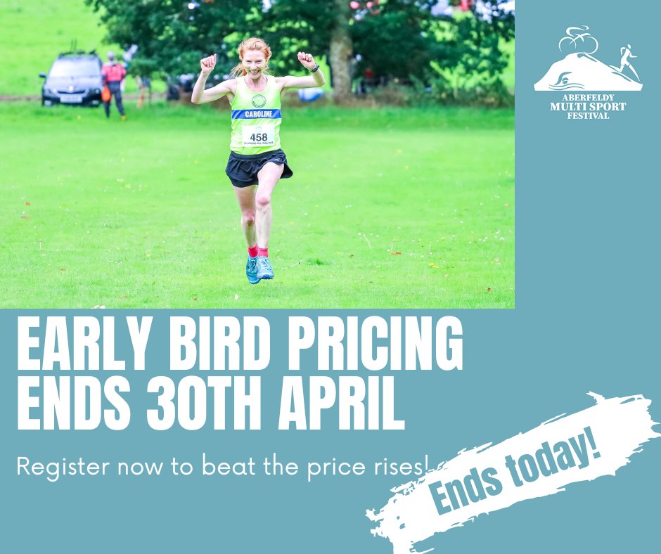 Today's the last day of our tier 2 pricing so it's your very last opportunity to save on the entry fee across the board on all our events! 

Sign up on the link and we'll see you in August…

aberfeldytriathlon.com