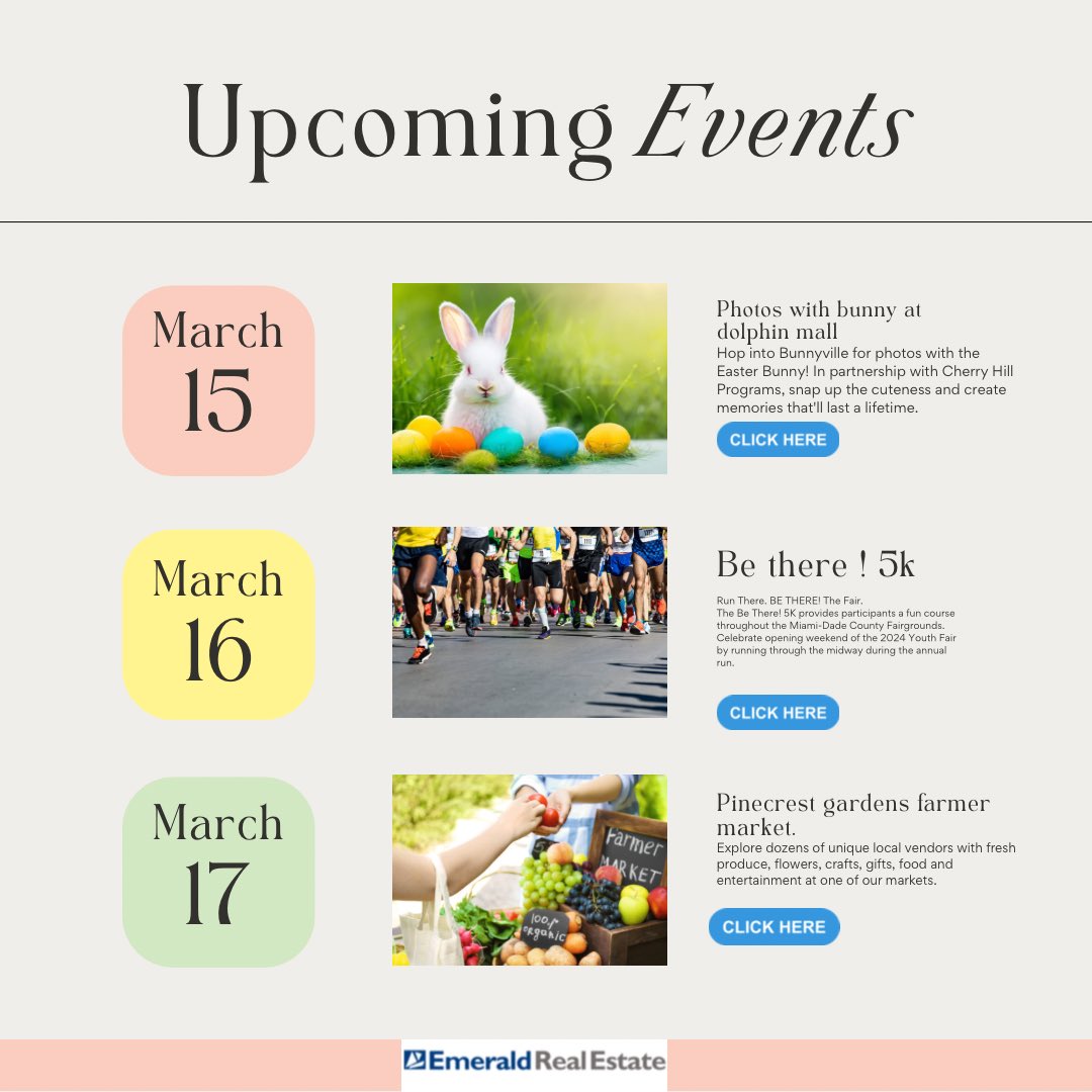 AleRodRealtor's tweet image. “Spring into action with our lineup of festive Easter events and vibrant farmers markets! Egg hunts plus, explore the freshest produce, artisanal crafts, and local flavors at our bustling farmers market. #EasterJoy #FarmersMarketFind #SummerSizzleFest 🔥 
#FitnessFiesta2024 💪